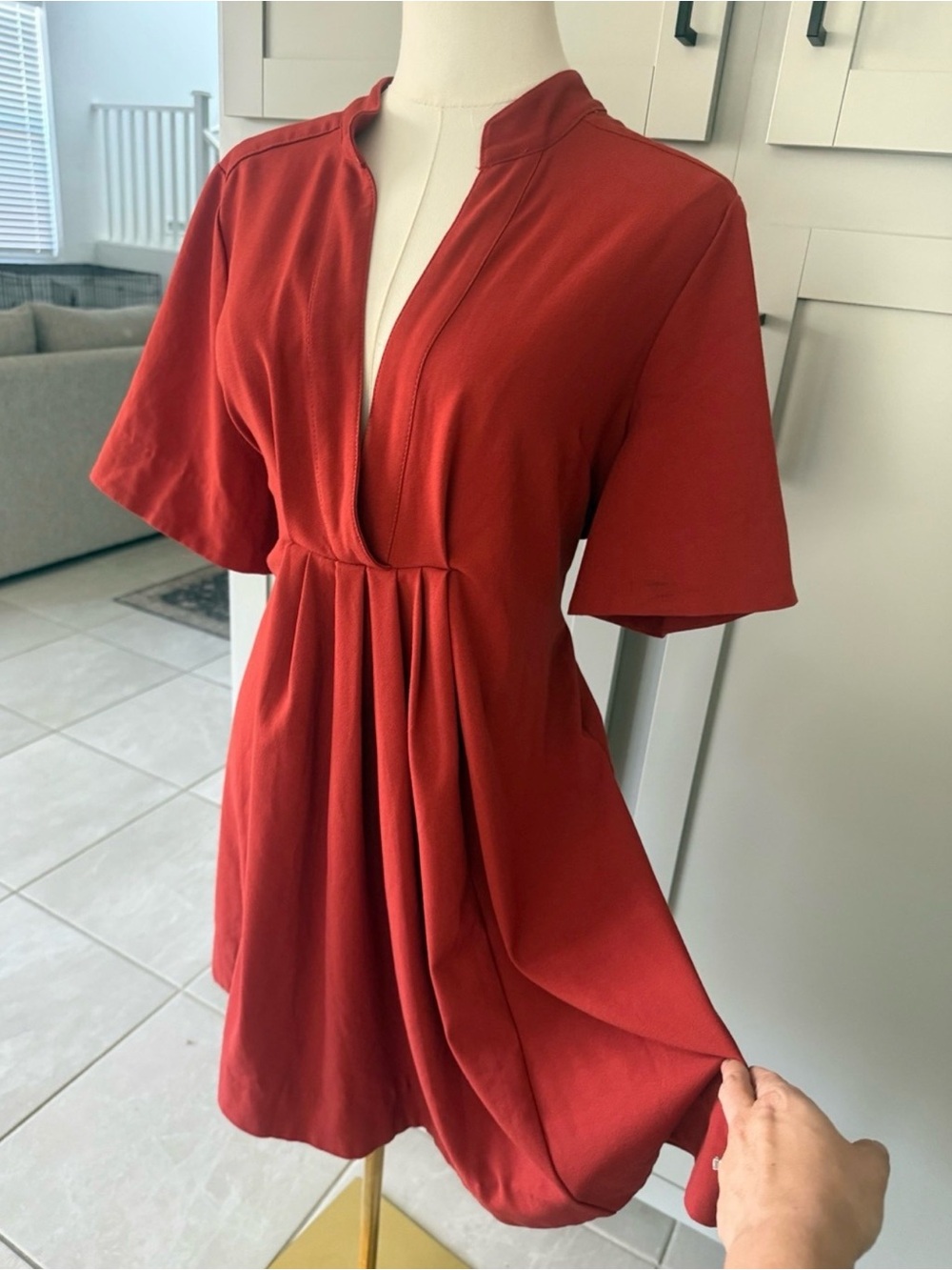 Free People Rust Red V-Neck Dress